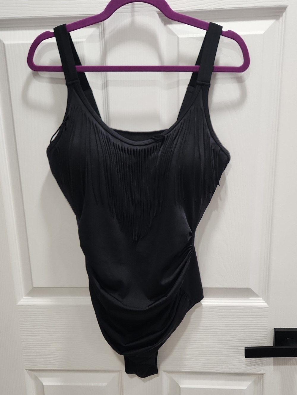 Swimsuits For All Black Fringe Tank Bodysuit Sz. 18